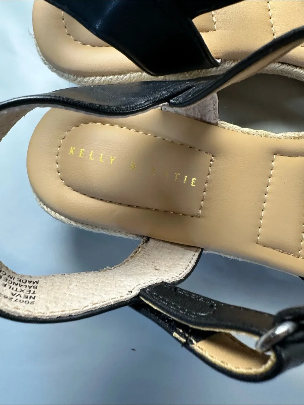 Kelly & Katie Black Canvas Espadrille Adjustable strap. Size 8.5